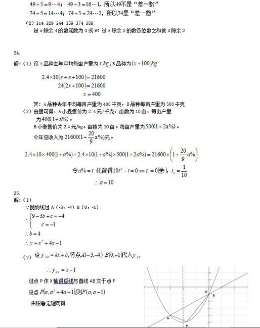 2020年重庆中考数学真题(A卷)答案