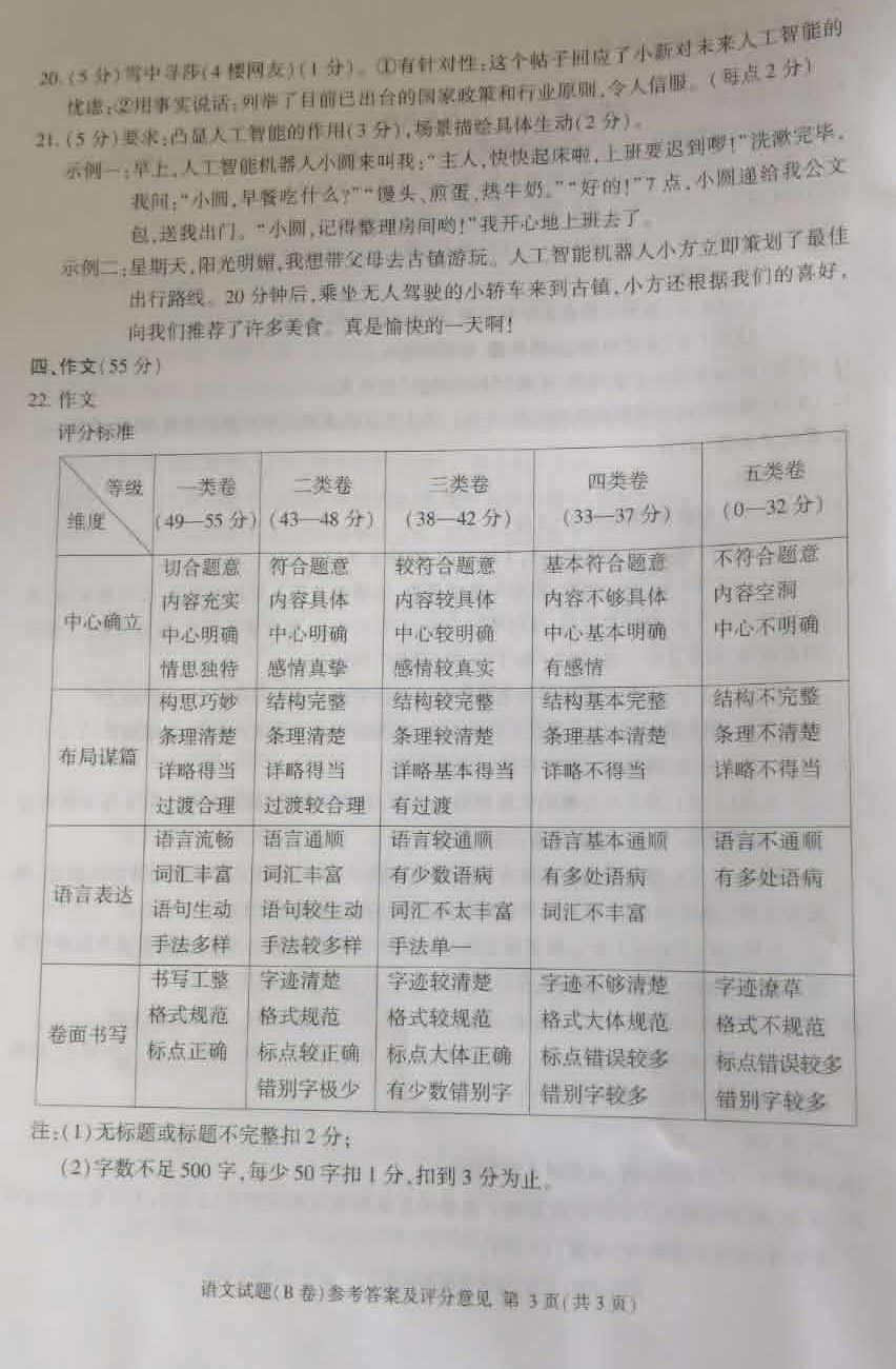 2020重庆中考语文试题B卷(图片版含答案)